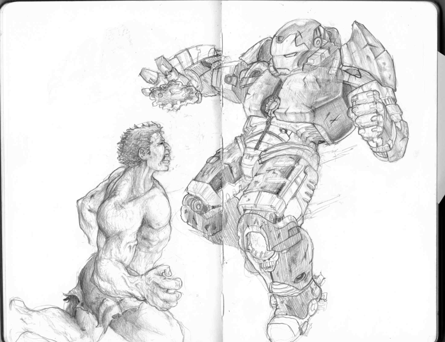 Hulkbuster vs Hulk sketch